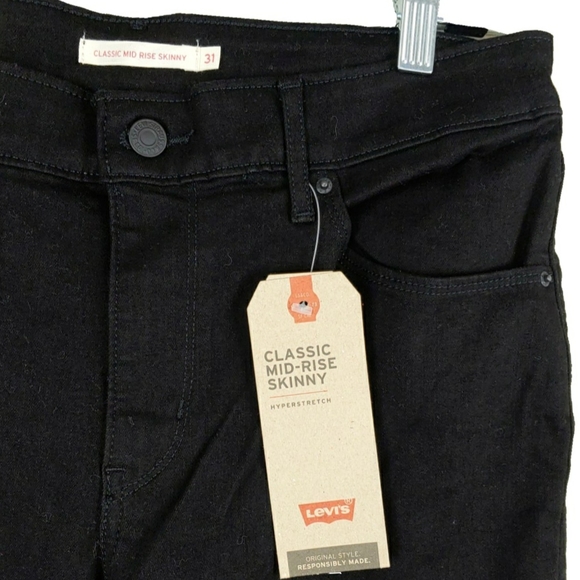 NWT Levis Wm M Black Wms 18 Mid Rise Skinny Jeans - Picture 4 of 7
